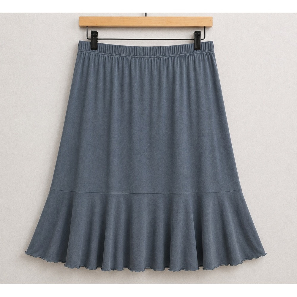 Serengeti Gray Stretch‎ Flounce Hem Midi Skirt Womens PXL Made in Canada